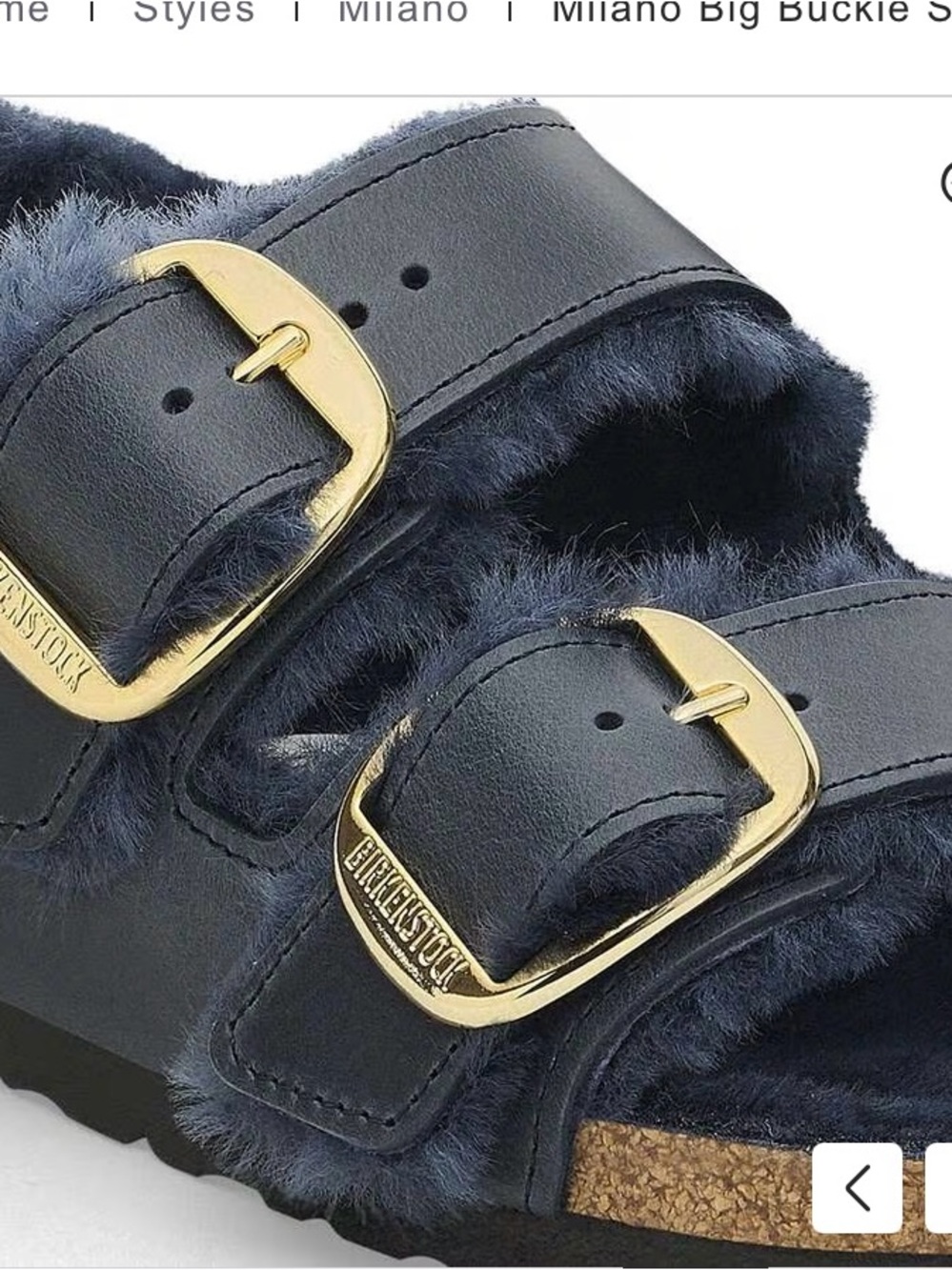 Birkenstock Milano Big Buckle Shearling Oiled Leather Midnight Blue SZ 8 NIB - Picture 5 of 9